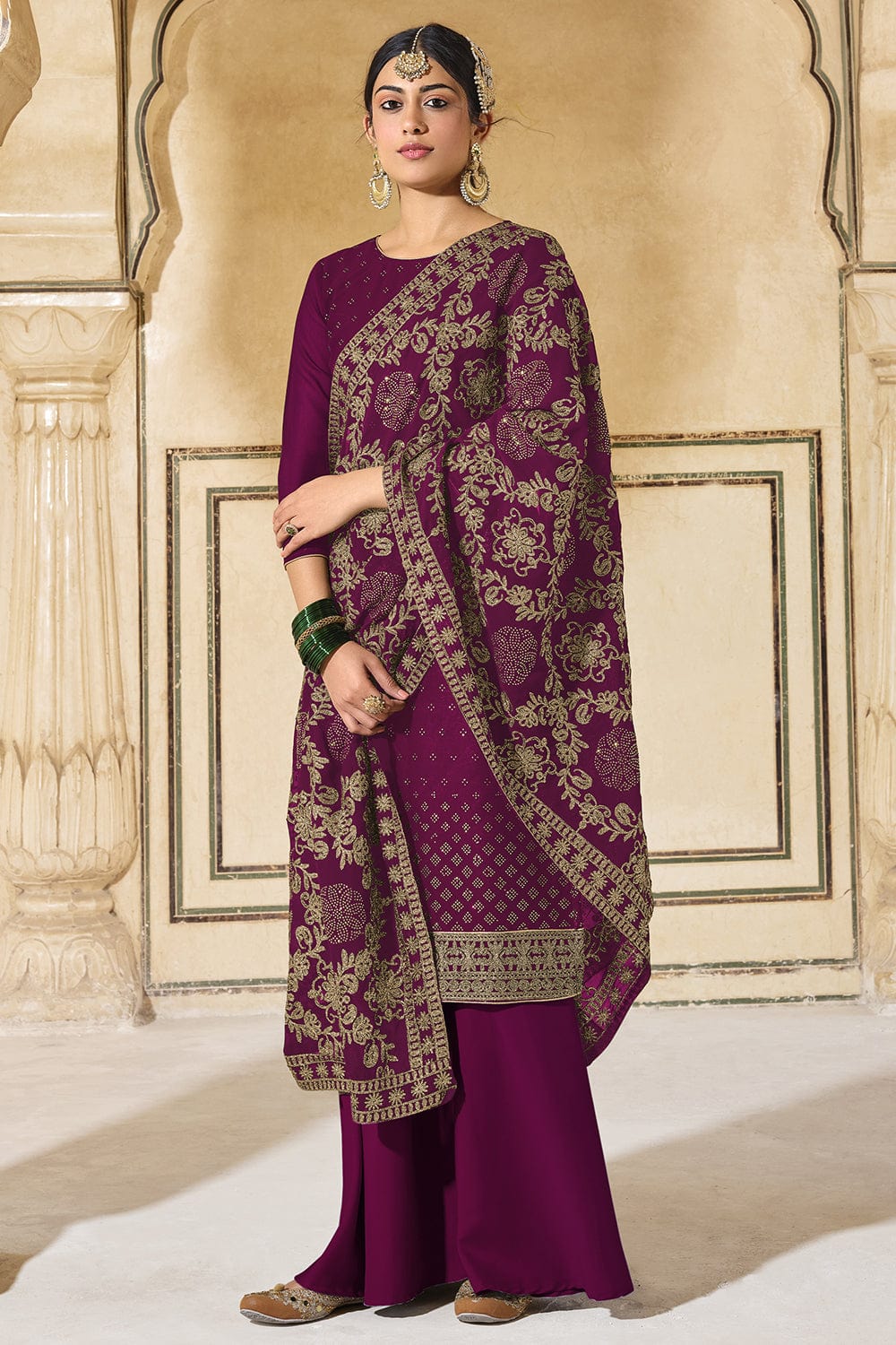 purple anarkali suit