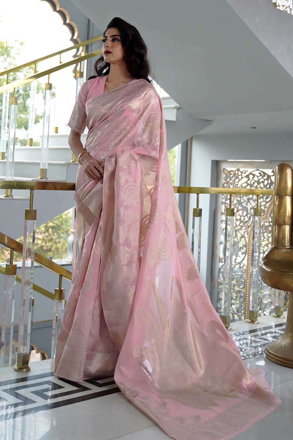 Banarasi - Chanderi Saree Amaranth Pink Banarasi - Chanderi Saree saree online