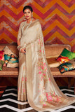 Antique White Woven Chanderi - Banarasi Fusion Saree