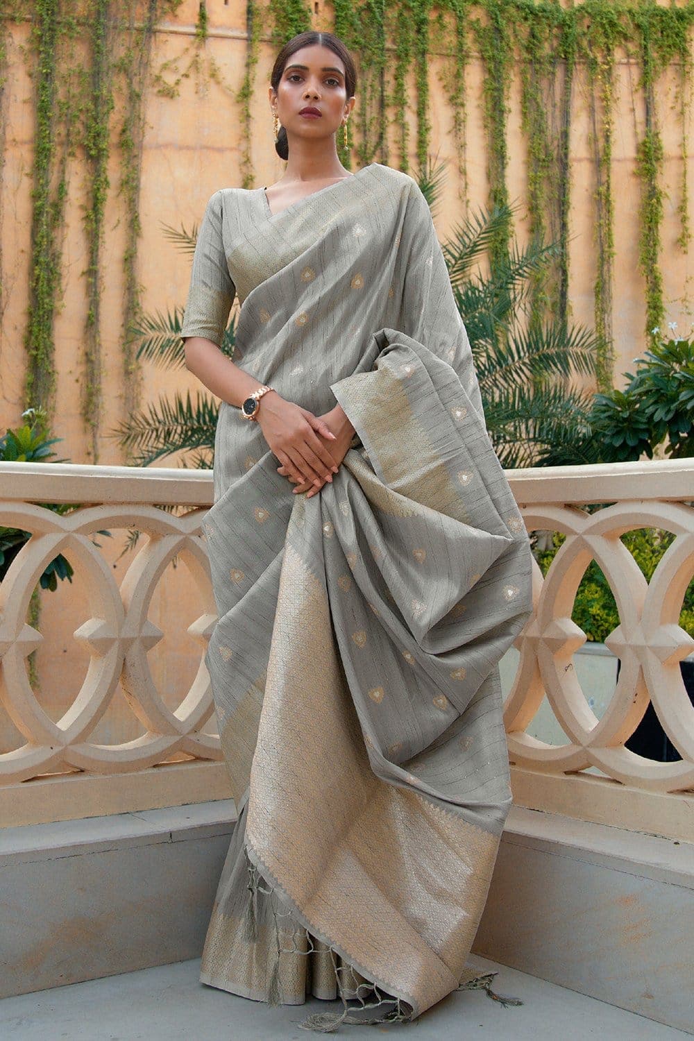 Chanderi Silk Saree Off White Color Kalamkari Handblock Printed with  running blouse-Indiehaat – Indiehaat.com