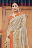 Banarasi - Chanderi Saree Sand Brown Woven Chanderi - Banarasi Fusion Saree saree online