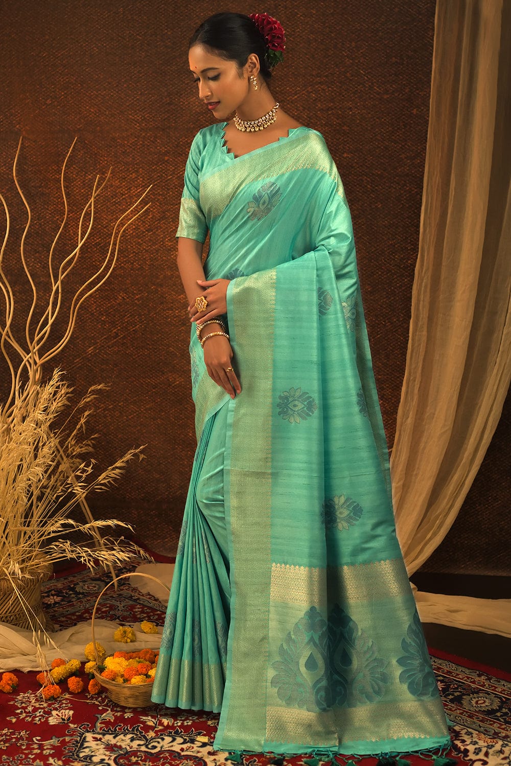 green banarasi saree