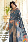 Banarasi - Chanderi Saree Yale Blue Banarasi - Chanderi Saree saree online