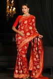 Banarasi Khaddi Georgette Saree Chili Red Banarasi Khaddi Georgette Saree saree online