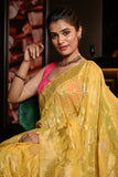 Banarasi Khaddi Georgette Saree Tuscany Yellow Banarasi Khaddi Georgette Saree saree online