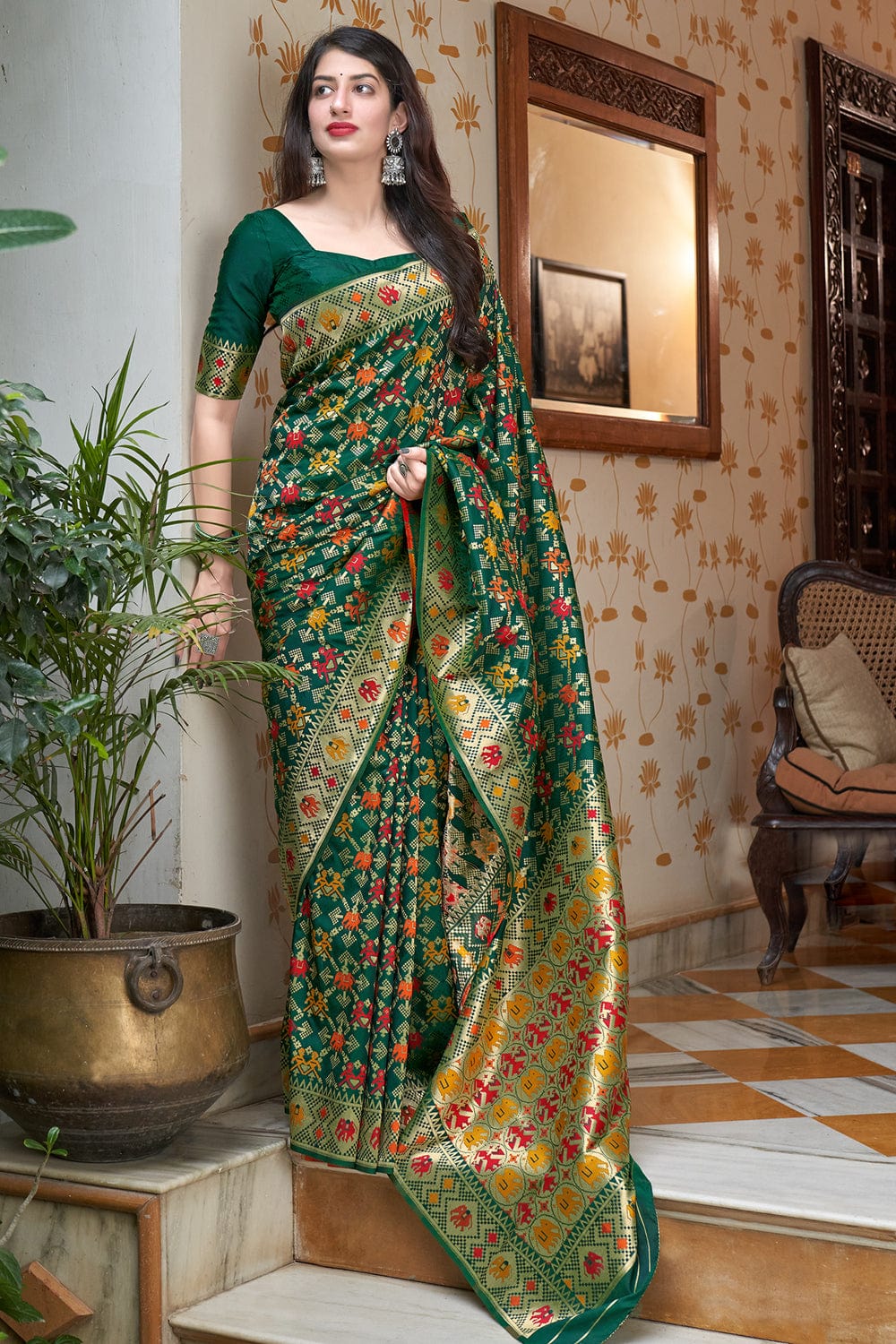 green banarasi saree