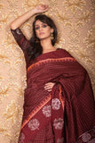 Garnet Red Banarasi Raw Silk Saree