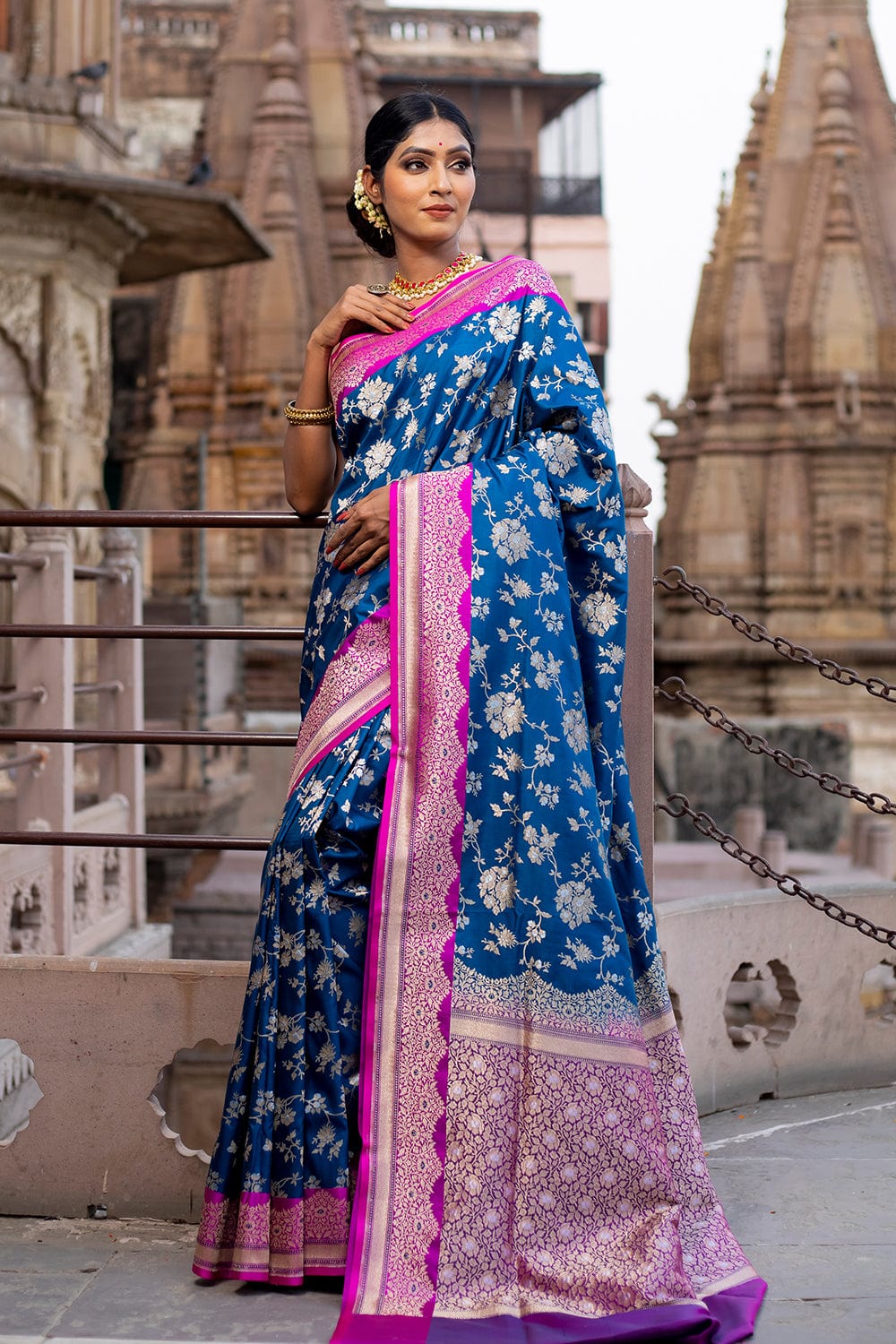 blue banarasi saree