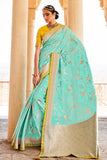 blue banarasi saree