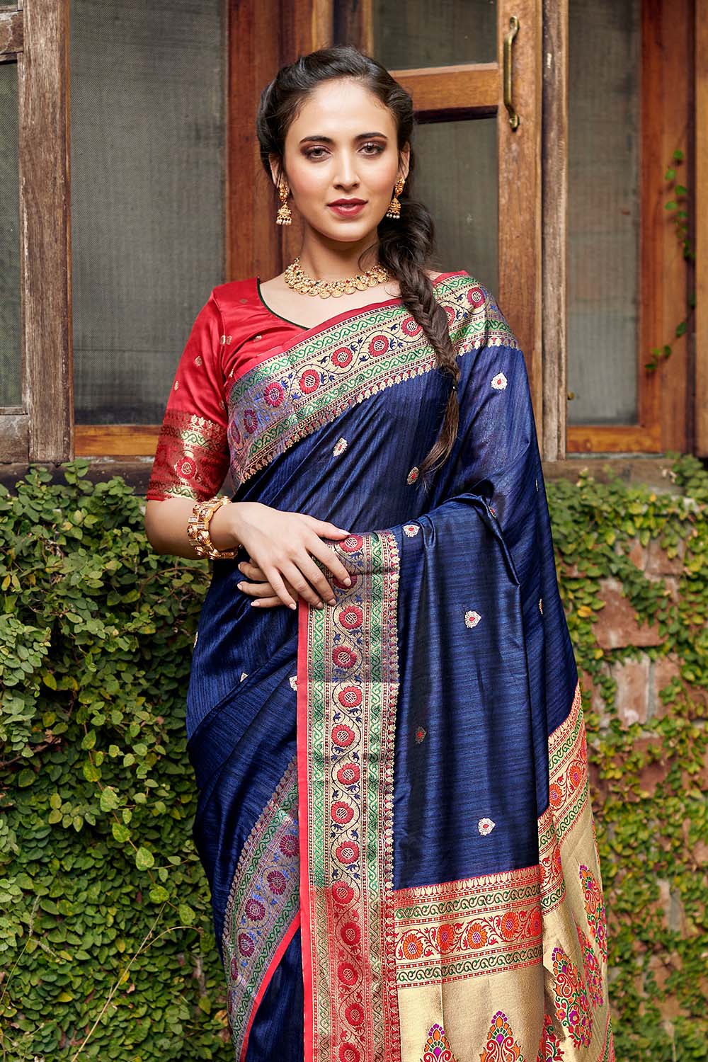 blue banarasi saree