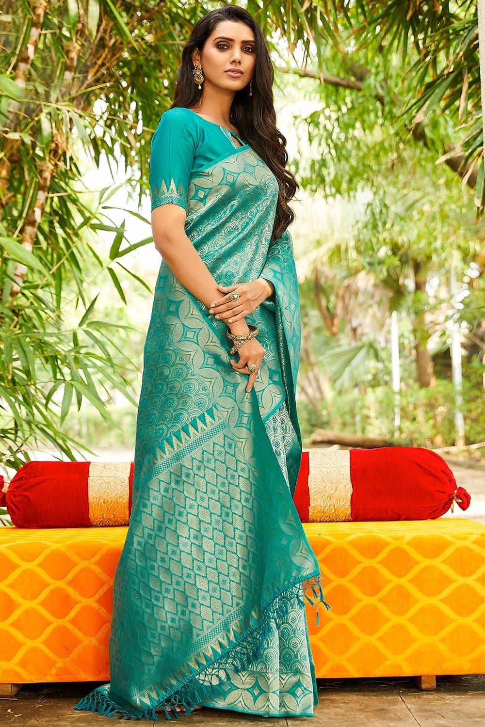 Banarasi Saree Azure Blue Banarasi Saree saree online