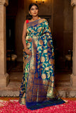 blue banarasi saree