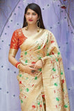 Banarasi Saree Banarasi Chanderi Saree In Cream Colour saree online