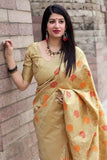 Banarasi Saree Banarasi Chanderi Saree In Golden Colour saree online