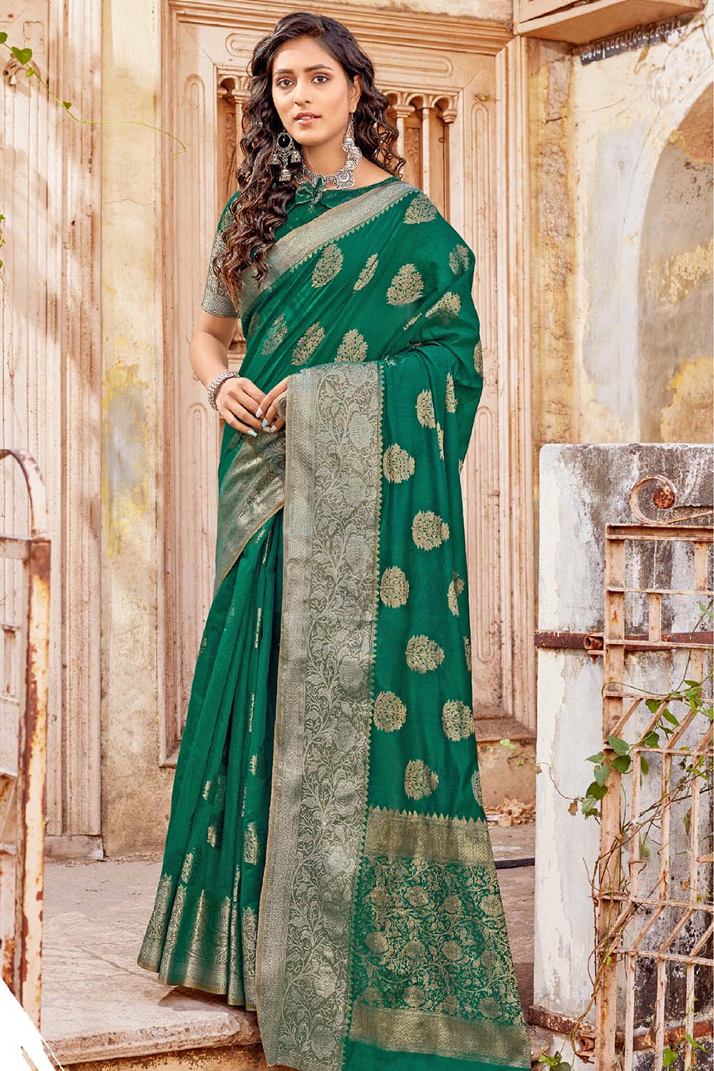 Basil Green Banarasi Saree