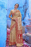 Banarasi Saree Beige Red Golden Woven Banarasi Brocadesilk Saree saree online
