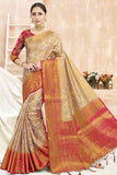 Beige Zari Butta Saree