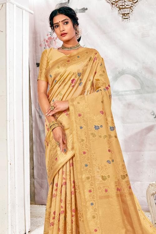 Banarasi Saree Beige Zari Motif Banarasi Saree saree online