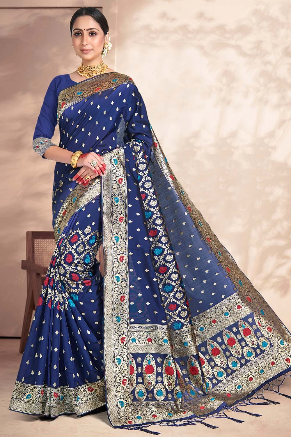 Banarasi Saree Berry Blue Banarasi Saree saree online