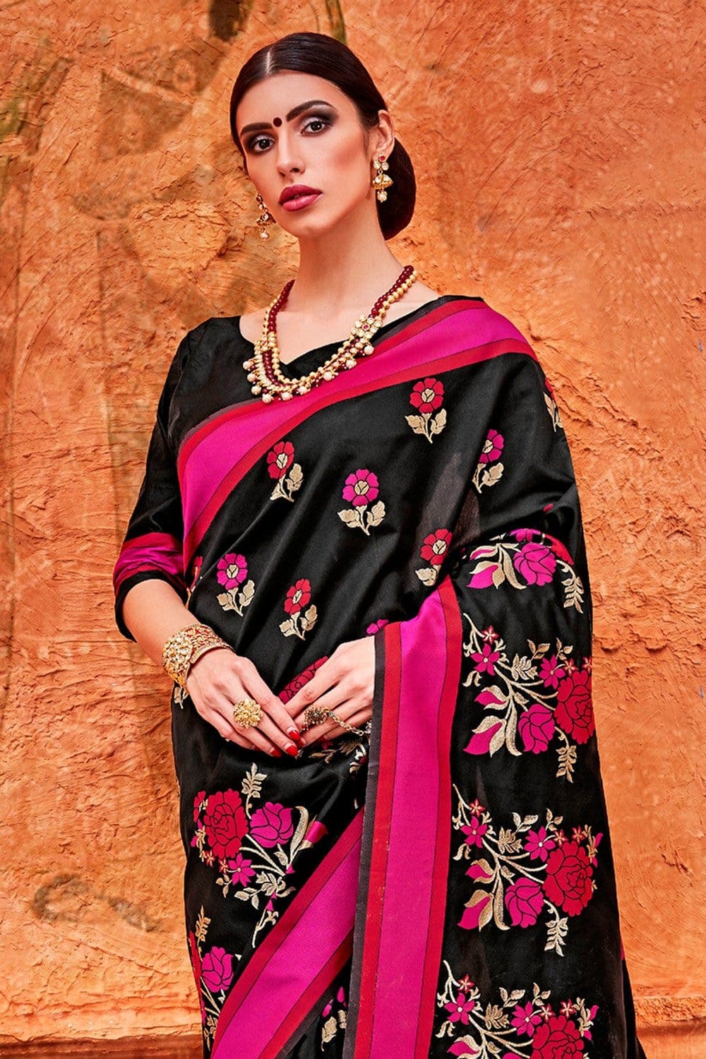 Banarasi Saree Black Contemporary Banarasi Brocade Silk Saree saree online