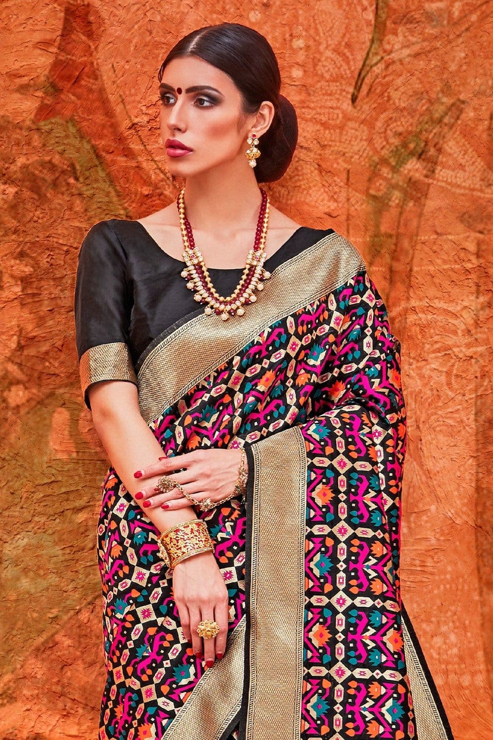 Banarasi Saree Black Multicolour Contemporary Banarasi Brocade Silk Saree saree online