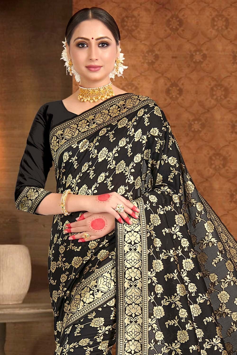 Banarasi Saree Black Printed Banarasi Saree saree online