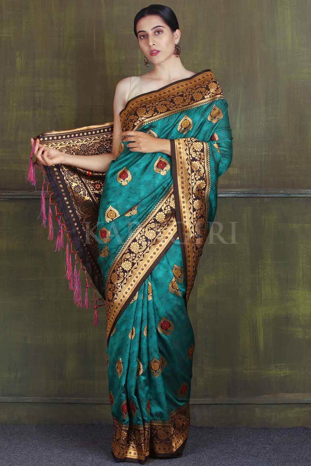 Banarasi Saree Bluish Green Banarasi Saree saree online