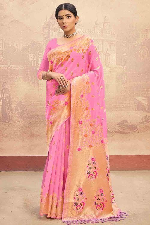 Banarasi Saree Bright Pink Banarasi Saree saree online