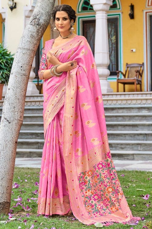 Banarasi Saree Bubblegum Pink Banarasi Saree saree online
