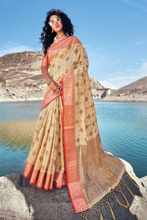 Buy banarasi sari online collection By Karagiri  ON SALE – Tagged  Colour_Cream – Karagiri Global