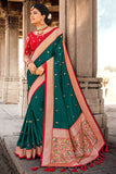 green banarasi saree