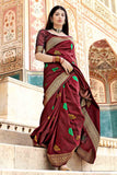 maroon banarasi saree