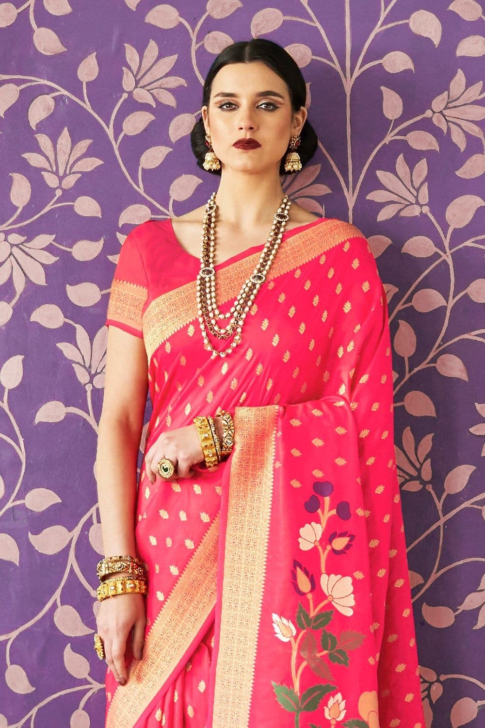 Banarasi Saree Cerise Pink Banarasi Saree saree online