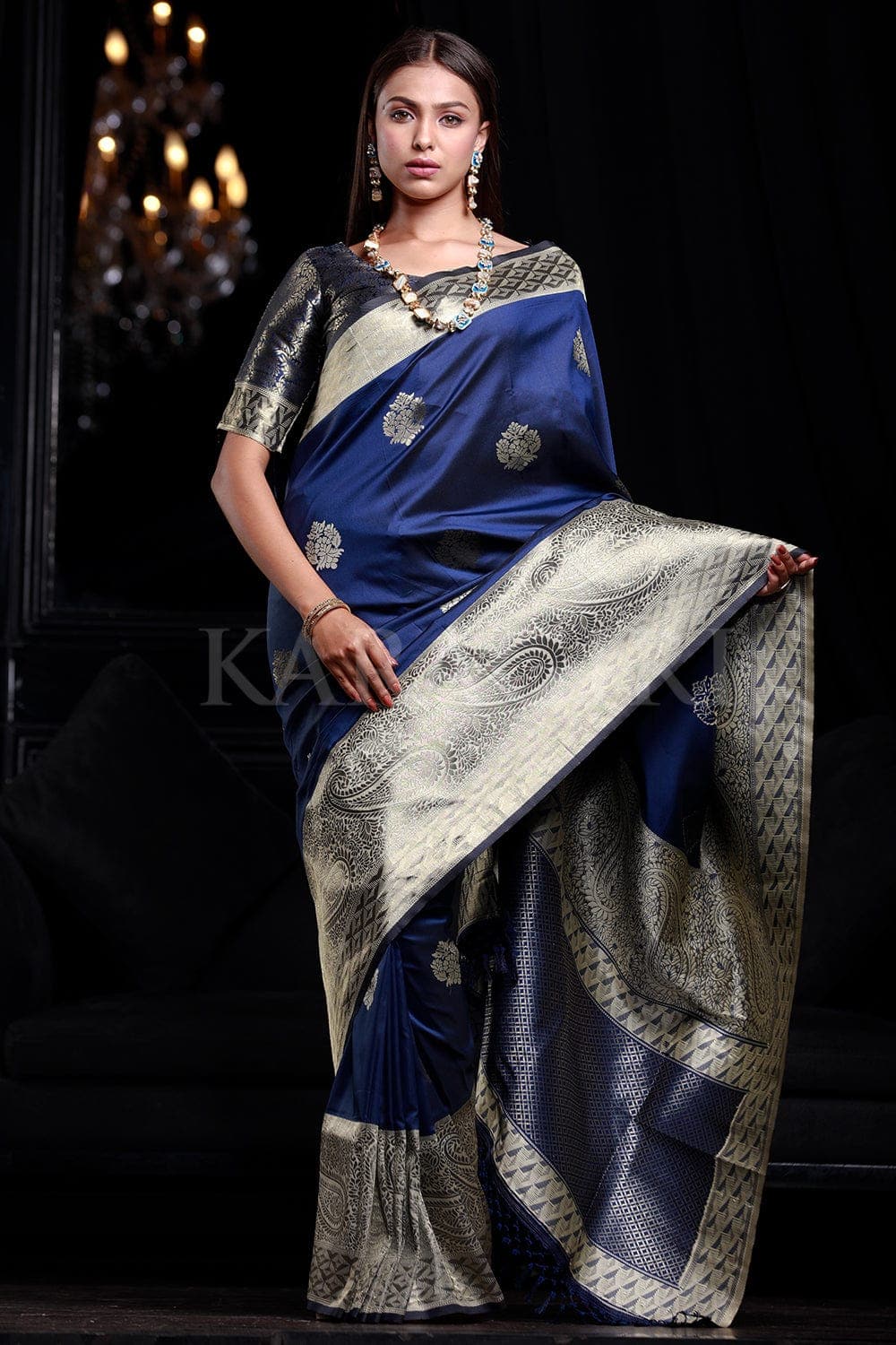 Banarasi Saree Cerulean Blue Banarasi Saree saree online