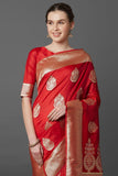 Banarasi Saree Cherry Red Woven Bridal Banarasi Saree - Limited Exclusive Bridal Collection saree online