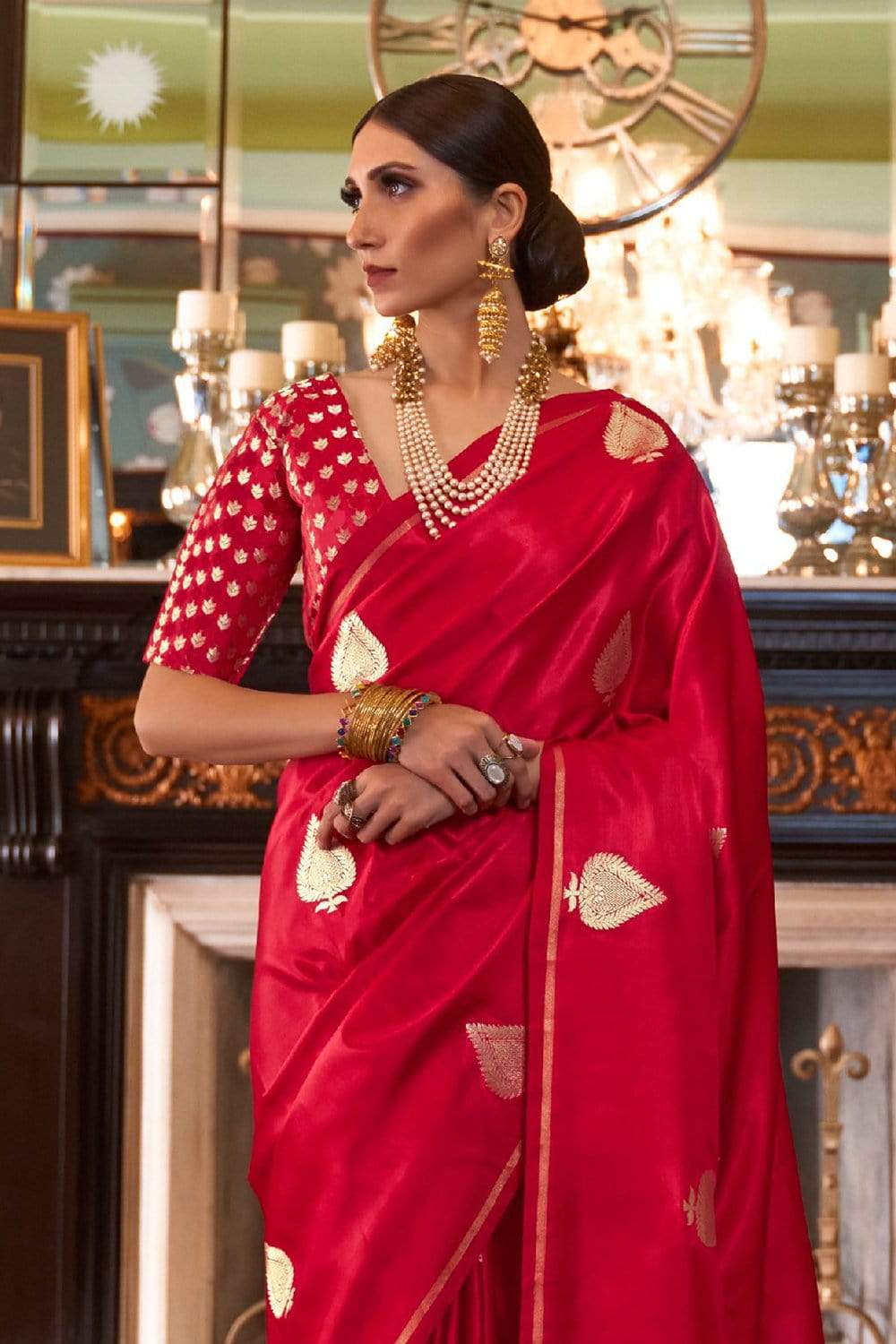 Buy Red Sarees for Women by Ri-wah Online | Ajio.com