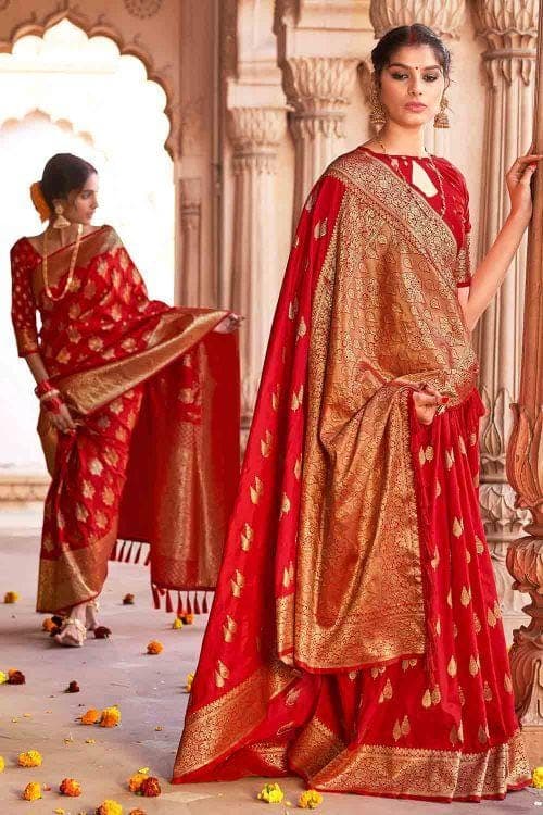 Chilli red wedding saree at kanjivaramsilks.com - YouTube