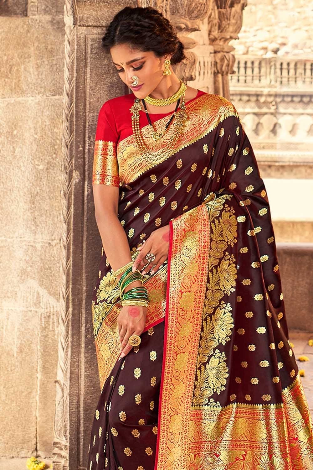 Hot Chocolate chinnon chiffon brown Saree – SAZRIKA