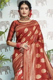 brown banarasi silk saree