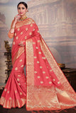 Banarasi Saree Coral Pink Zari Butta Saree saree online