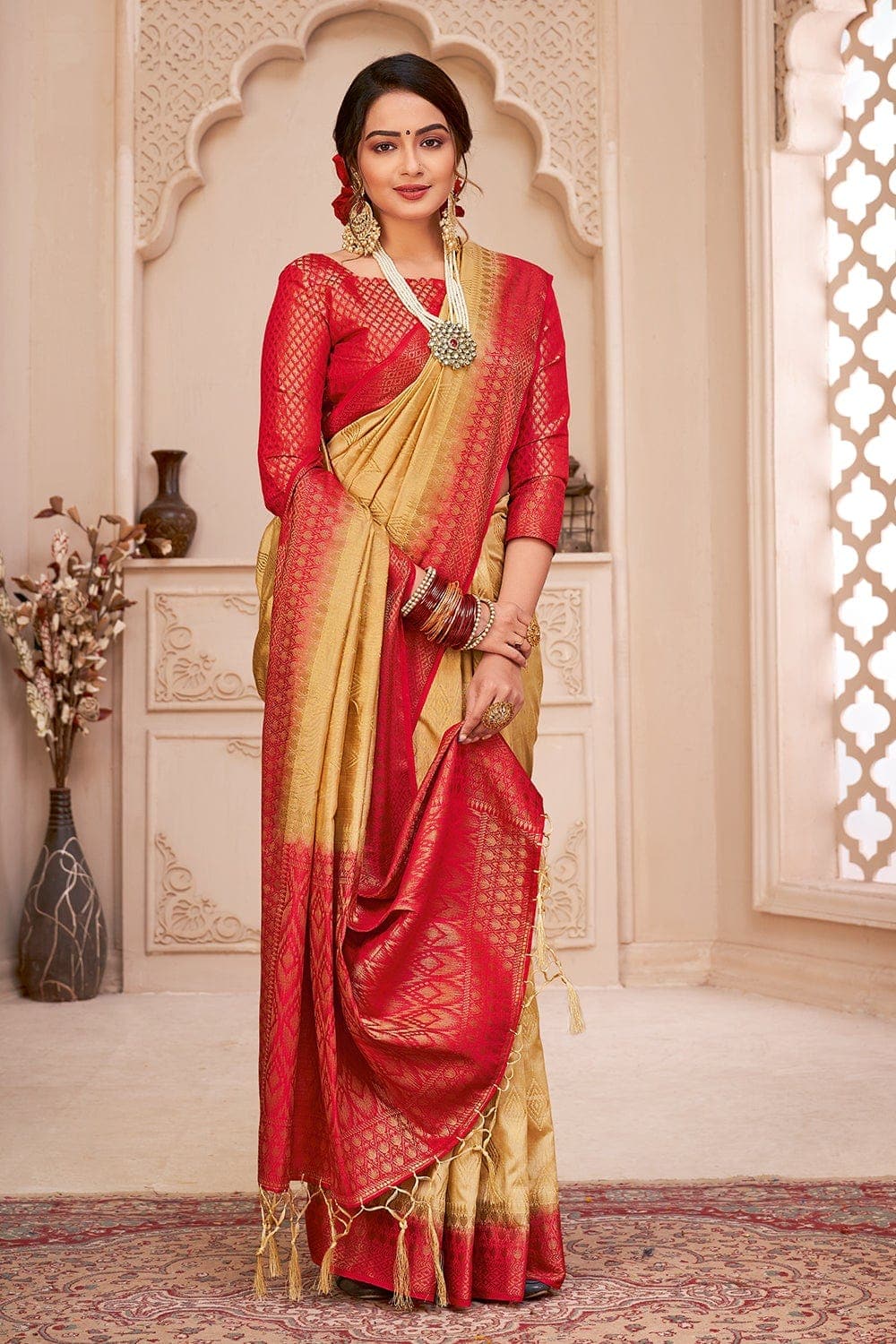 Buy pink designer banarasi saree online on Karagiri | BUY NOW