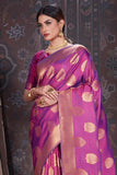 Banarasi Saree Crimson Purple Woven Banarasi Brocade Saree saree online