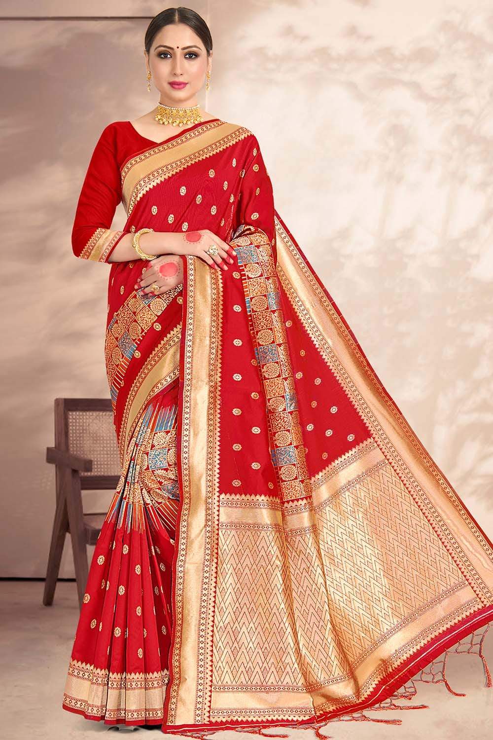 Banarasi Saree Crimson Red Banarasi Saree saree online