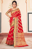 red banarasi saree