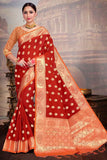 Banarasi Saree Crimson Red Zari Butta Saree saree online