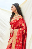 Banarasi Saree Crimson Red Zari Woven Banarasi Saree saree online