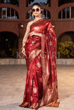 Banarasi Saree Currant Red Banarasi Saree saree online