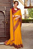 yellow banarasi saree