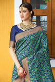 Banarasi Saree Dark Matte Blue And Green Banarasi Saree saree online