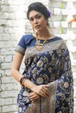 Denim Blue Banarasi Saree